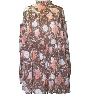 Urban Outfitters Brown and Pink Floral Dress